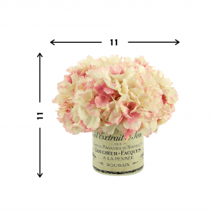 Creative Displays Hydrangea Floral Arrangement in a French Labeled Glass Vase