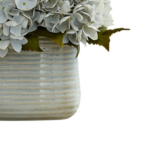 Seafoam Hydrangea In a Blue Ceramic Vase - Image 5