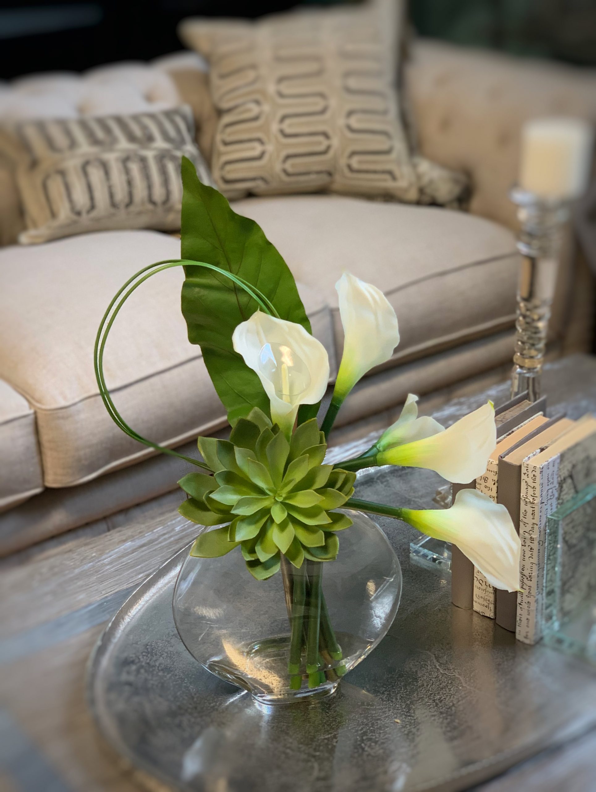 Creative Displays White Calla Lily & Succulent Floral Arrangement