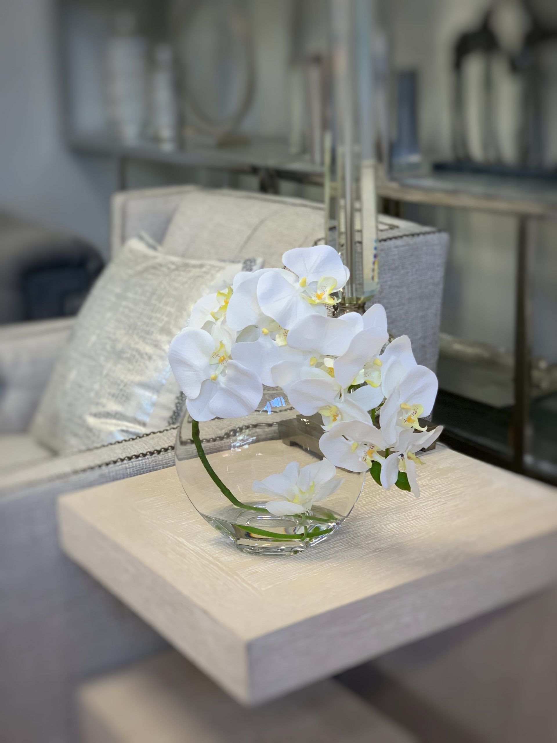 Creative Displays Orchid in Flat Glass Vase
