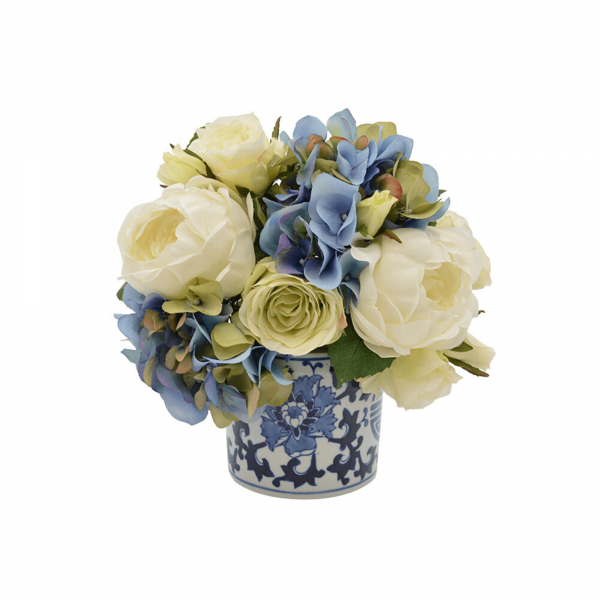 Creative Displays Blue Hydrangea & White Re Floral Arrangement