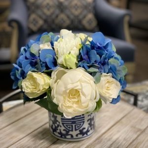 Creative Displays Blue Hydrangea & White Re Floral Arrangement