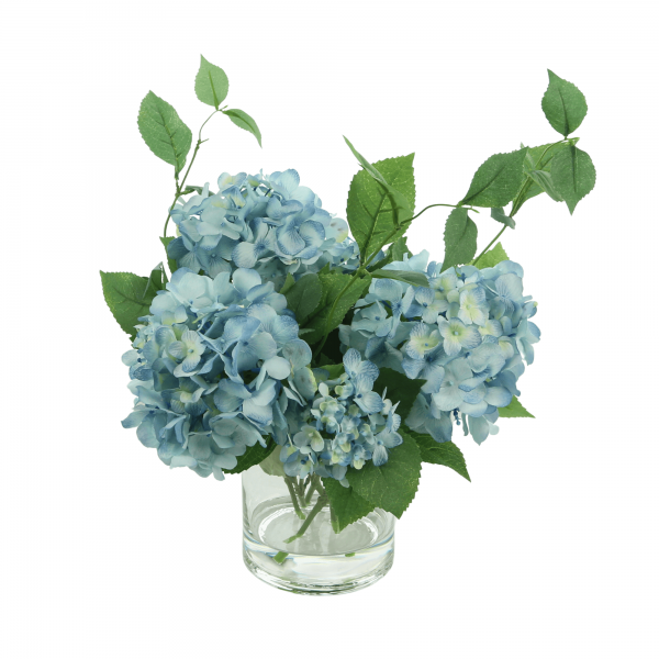 Creative Displays Hydrangea Arrangement in a Clear Glass Vase