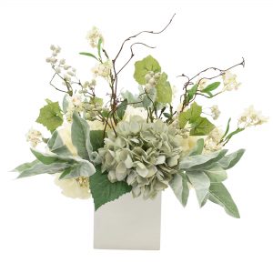 Creative Displays Seafoam & White Hydrangea with Berry Floral Arrangement