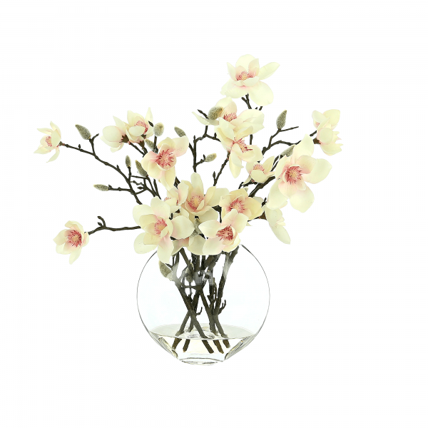 Creative Displays Butterfly Magnolia Floral Arrangement in a Clear Glass Vase