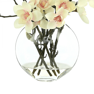 Creative Displays Butterfly Magnolia Floral Arrangement in a Clear Glass Vase