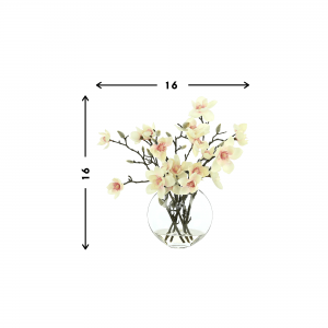 Creative Displays Butterfly Magnolia Floral Arrangement in a Clear Glass Vase
