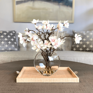 Creative Displays Butterfly Magnolia Floral Arrangement in a Clear Glass Vase