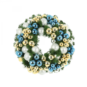 Creative Displays 26in Blue & Gold Ball Wreath Floral Arrangement
