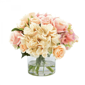 Creative Displays Cream & Pink Hydrangea Flower Arrangement with Roses