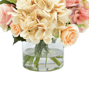 Creative Displays Cream & Pink Hydrangea Flower Arrangement with Roses