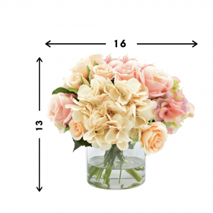 Creative Displays Cream & Pink Hydrangea Flower Arrangement with Roses