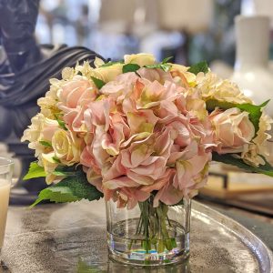 Creative Displays Cream & Pink Hydrangea Flower Arrangement with Roses
