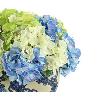 Creative Displays Assorted Hydrangea Arrangement in a Decorative Ceramic Vase