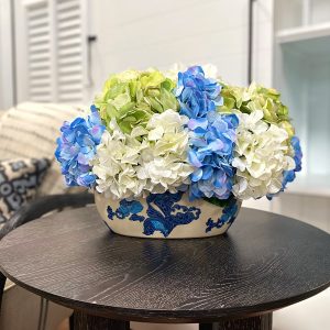 Creative Displays Assorted Hydrangea Arrangement in a Decorative Ceramic Vase