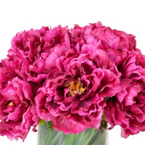 Creative Displays Magenta Peony Floral Arrangement in A Glass Vase With Grass