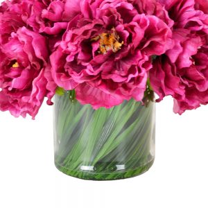 Creative Displays Magenta Peony Floral Arrangement in A Glass Vase With Grass