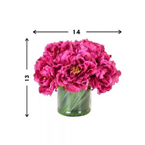 Creative Displays Magenta Peony Floral Arrangement in A Glass Vase With Grass