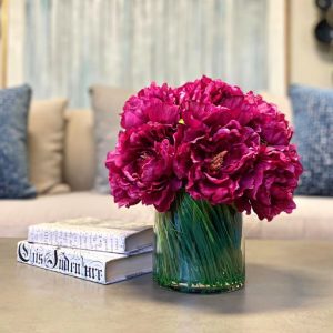 Creative Displays Magenta Peony Floral Arrangement in A Glass Vase With Grass