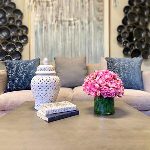 Peony Arranged in Glass Vase with Grass