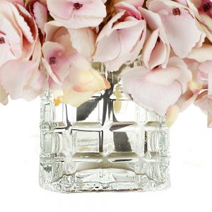 Hydrangea Floral Arranged in Cube Glass Vase