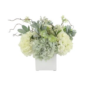 Seafoam & White Hydrangea with Berry Floral Arrangement