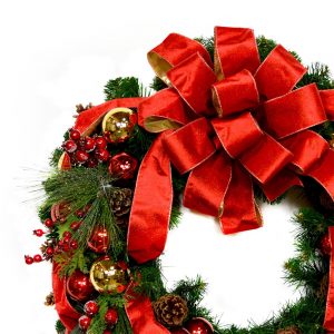 32" Holiday Wreath with Ornaments, Berries and a Bow