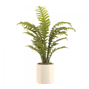 Creative Displays Fiddle Leaf Tree in White Cylindrical Fiberstone Pot