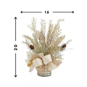 Holiday Arrangement with Champagne Branches and Cream Ribbons in Mercury Glass Vase - Image 2