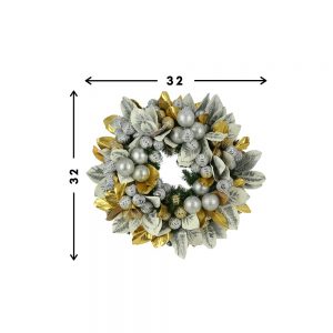 Creative Displays 32" Holiday Wreath with Frosted Magnolia Leaves and Ornaments