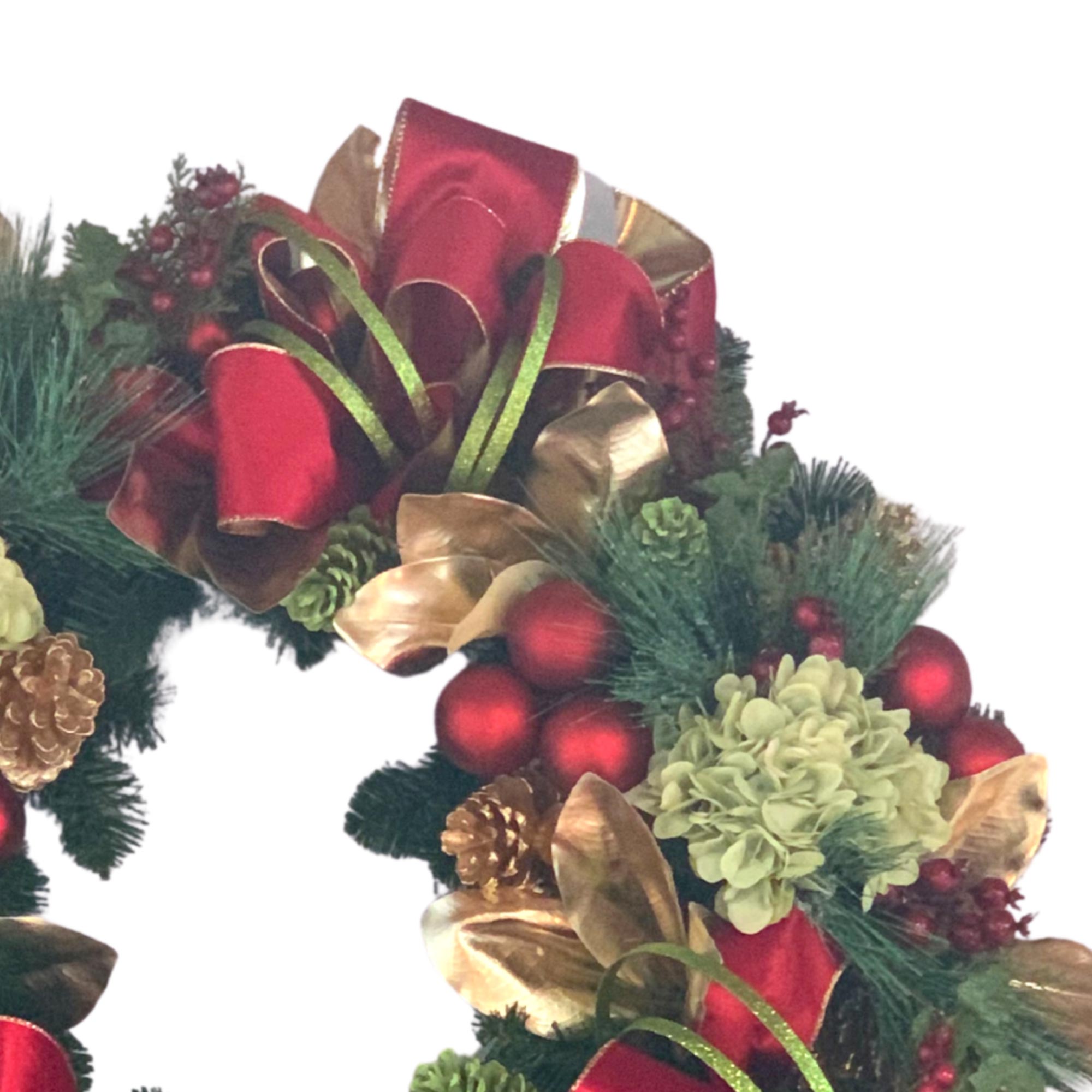 Creative Displays 32" Holiday Wreath with Hydrangea, Ornaments and Bows