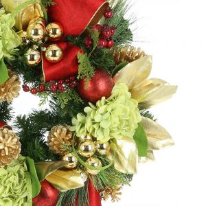 Creative Displays 28" Holiday Wreath with Hydrangea, Pinecones, Ornaments and Bows