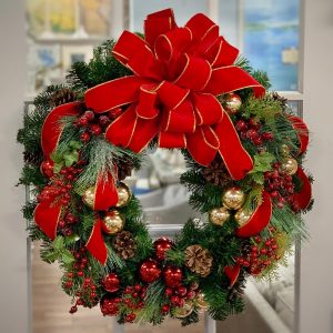 Creative Displays 32" Holiday Wreath with Pinecones, Berries, Ornaments and Ribbon