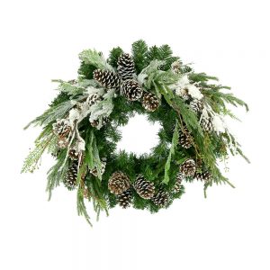 Creative Displays 26″ Holiday Wreath with Snowy Branches and Pinecones