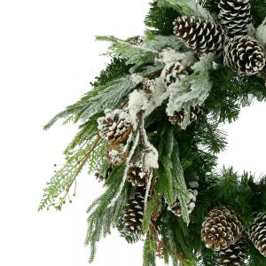 Creative Displays 26" Holiday Wreath with Snowy Branches and Pinecones