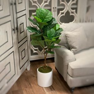 Creative Displays Fiddle Leaf Tree in White Cylindrical Fiberstone Pot