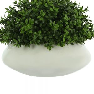 Creative Displays Boxwood in White Round Fiberstone Planter