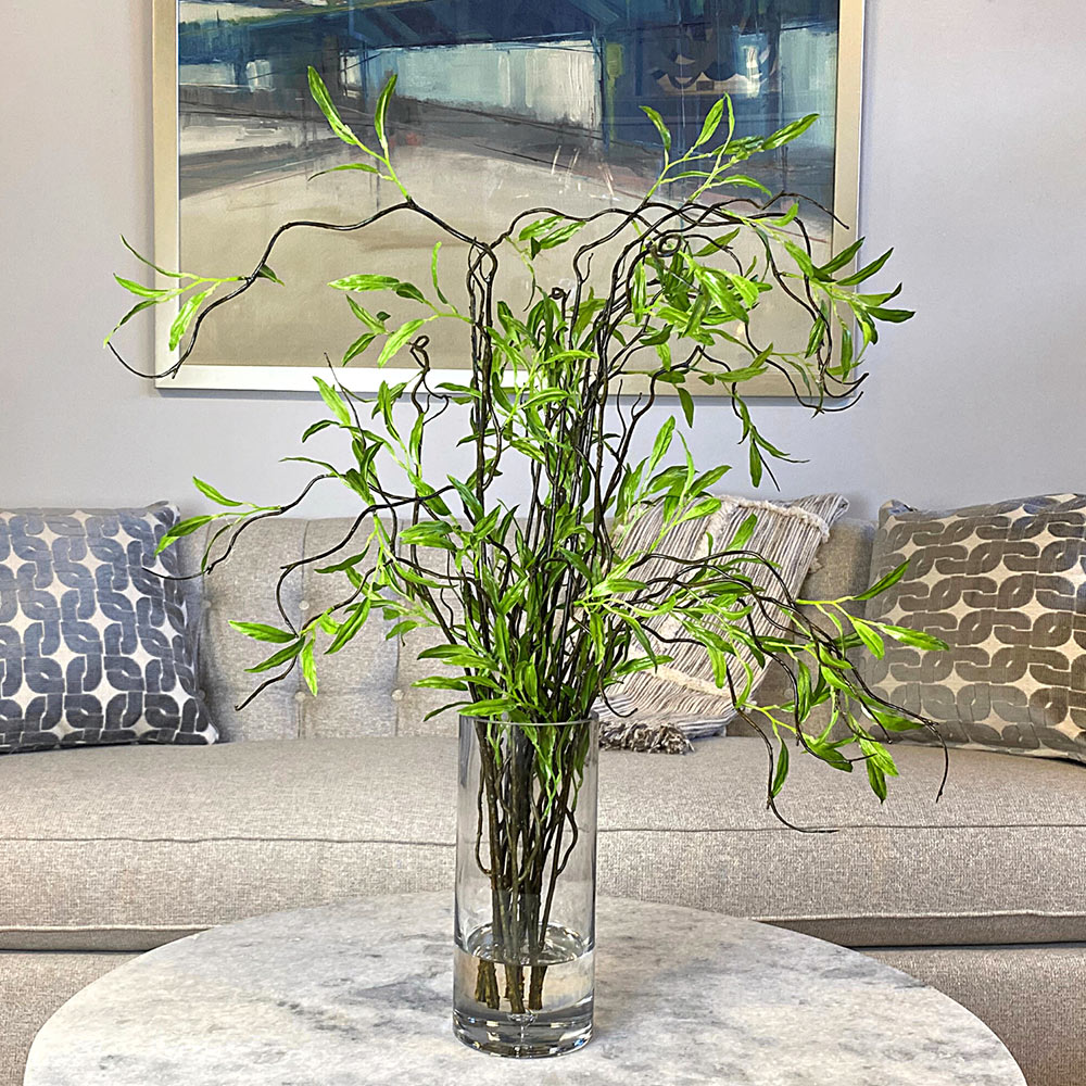 Creative Displays Willow Branch Arrangement in Tall Glass Vase
