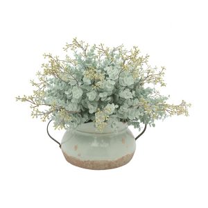 Creative Displays Floral Eucalyptus Arrangement in Teal Ceramic Pot