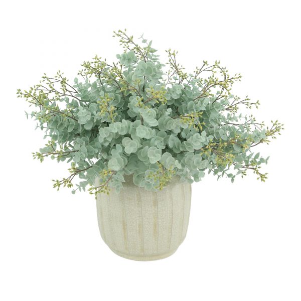 Creative Displays Floral Arrangement with Seeded Eucalyptus in Cream Ceramic Pot