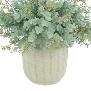 Creative Displays Floral Arrangement with Seeded Eucalyptus in Cream Ceramic Pot