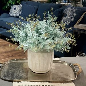 Creative Displays Floral Arrangement with Seeded Eucalyptus in Cream Ceramic Pot