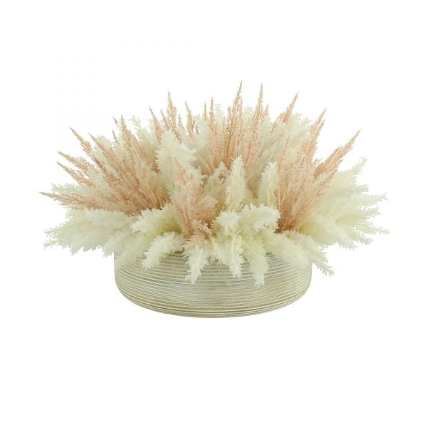 Creative Displays Floral Arrangement with Assorted Pampas in Round Wooden Planter