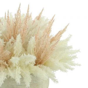 Creative Displays Floral Arrangement with Assorted Pampas in Round Wooden Planter