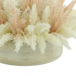 Creative Displays Floral Arrangement with Assorted Pampas in Round Wooden Planter