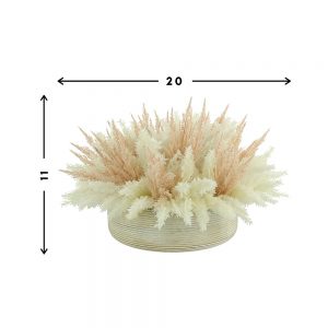 Creative Displays Floral Arrangement with Assorted Pampas in Round Wooden Planter