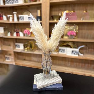 Creative Displays Floral Arrangement with Pampas Grass in Tall Glass Vase