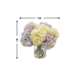 Assorted Hydrangea Floral Arrangement in a Clear Glass Vase