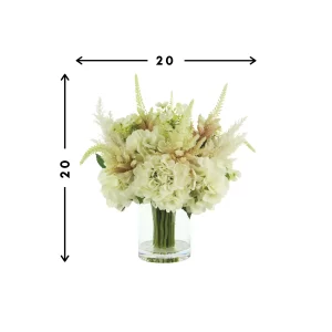 Assorted Hydrangea with Pampas in a Glass Vase