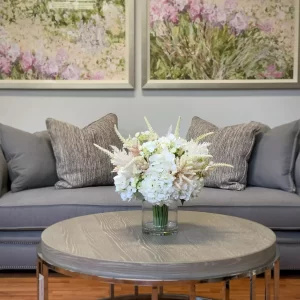 Assorted Hydrangea with Pampas in a Glass Vase